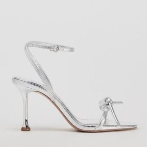Zara Silver Strappy Heels with Ankle Strap